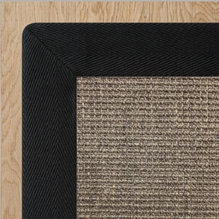 Heavy Ribbed Granite Sisal with 2 Inch Black Cotton Border 3.4(L) x 2.3(W)